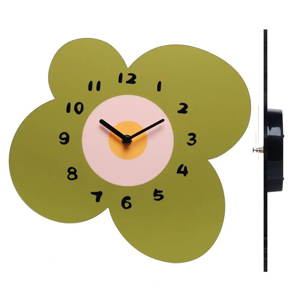 

Battery Operated Wall Clock Modern Plastic Wall Clock Modern Green Flower Wall Clock Silent Non Ticking Analog Quartz for Room