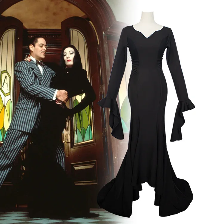 Morticia Addigs Sunday Addams Family Costume Cosplay Gothic Ghost Vampire Dress Morticia For Women Halloween Party