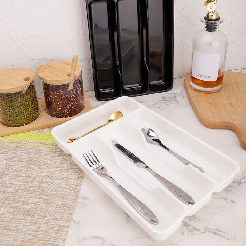 Kitchen Storage Box Cutlery Organizer Box Tableware Drawer Organizer Separation Storage Box Eco-Friendly PP Spoon Knife Cutlery Tray Holder