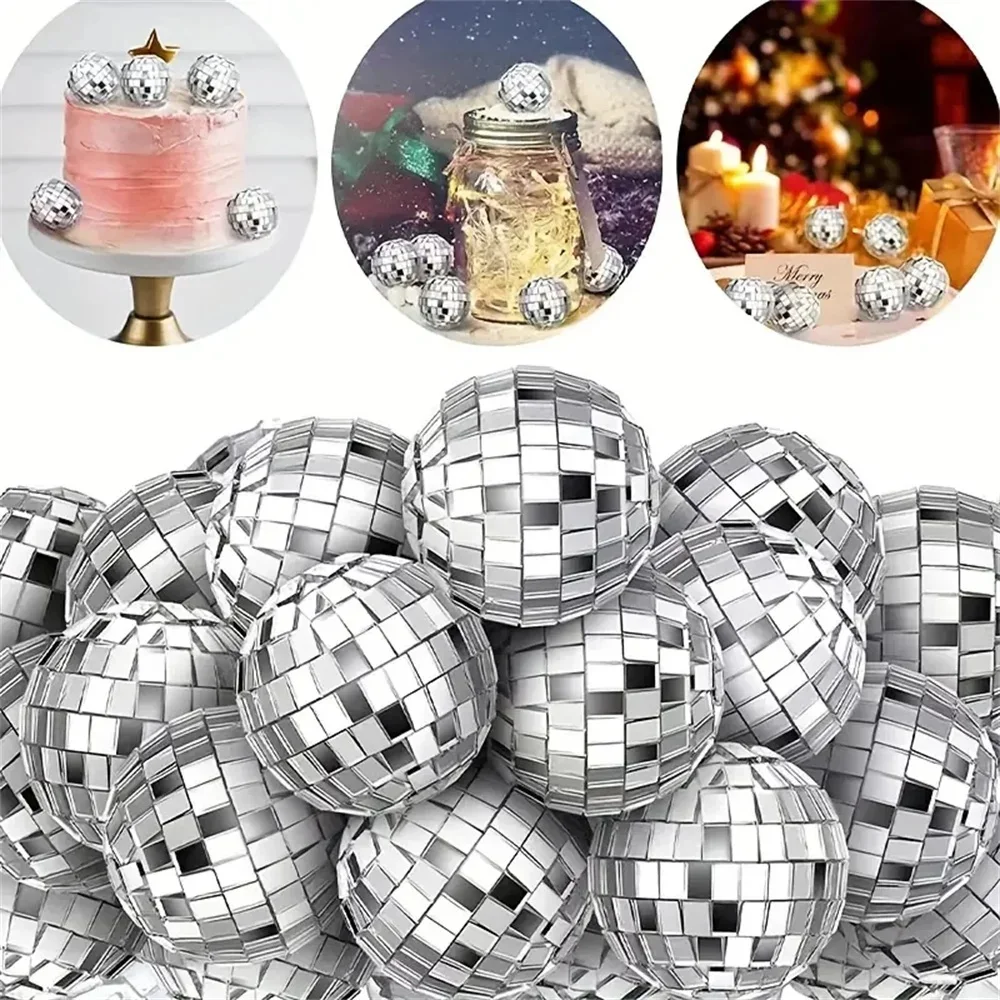 10-30PC Mini Spiegel Disco Ball Licht Reflektierende Rotierenden Helle Silber Ball Geburtstag Kuchen Ornamente Weihnachten Party wohnkultur