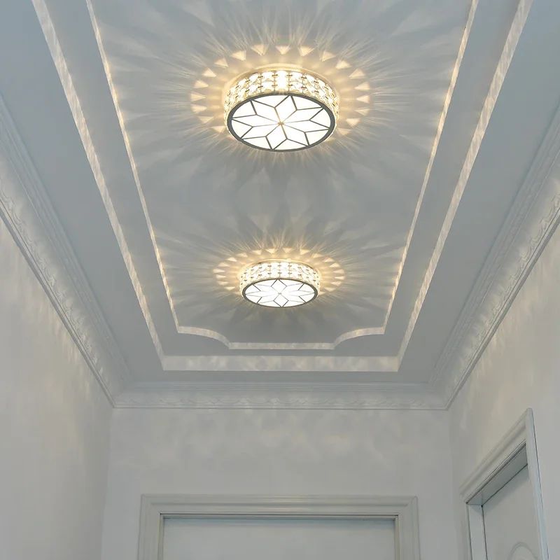 

Современный хрустальный потолочный светильник, лампа для гостиной, коридора, круглая квадратная лампа для спальни, лестницы, поверхностное крепление для балкона, коридора