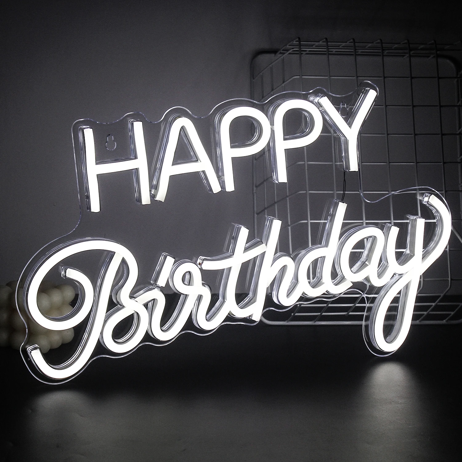Insegna Al Neon LED Let's Party Per Camera – Decorazione Murale Personalizzata Con Scritta, Bianco