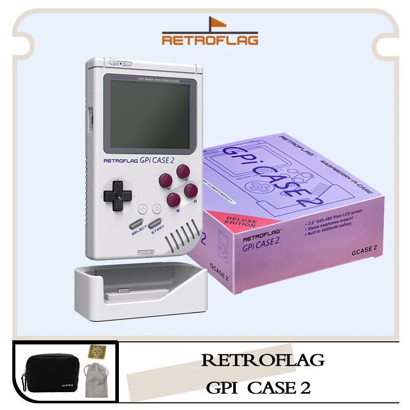Retroflag GPi CASE 2 Deluxe Edition with Dock Carrying Bag 3.0” LCD 4000mAh  Rechargeab Battery for Raspberry Pi CM4 Lite/eMMC