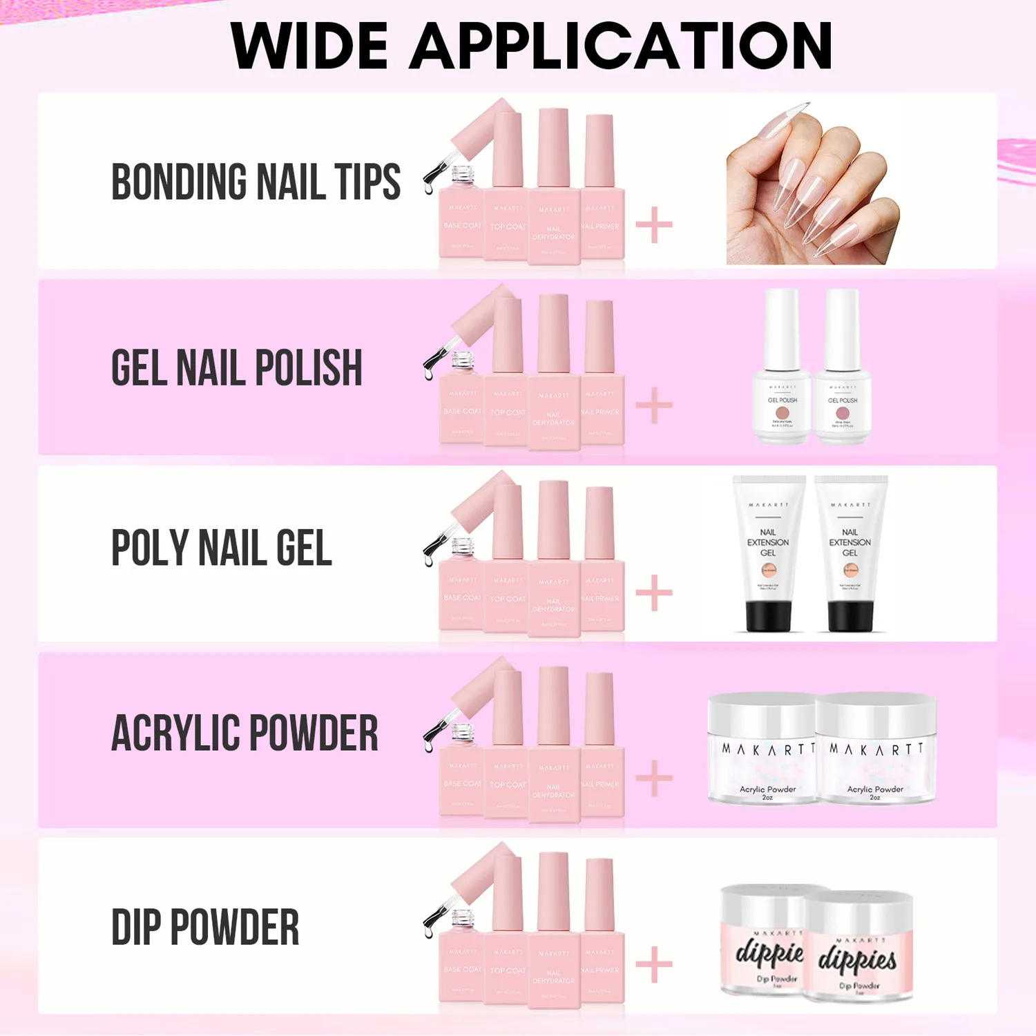 Makartt 4pcs Gel Base and Top Coat Nail Dehydrator and Primer Kit Long Lasting Nail Prep Tool for Gel Nail Polish Acrylic Powder