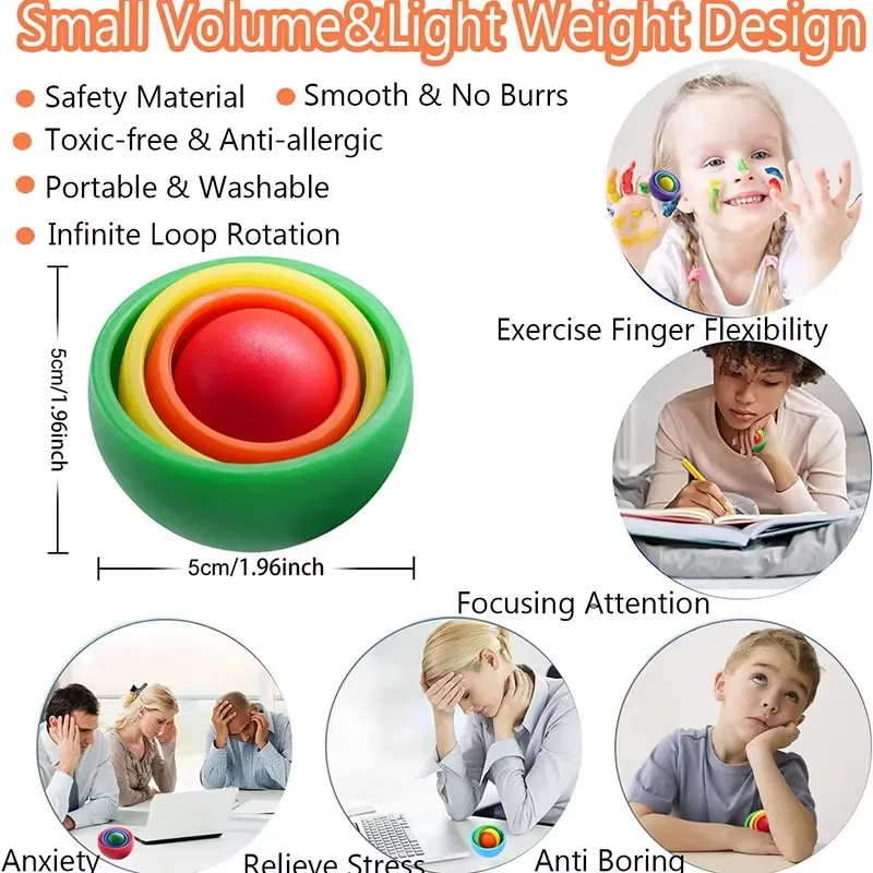 Fidget toy funny infinite flip 3D ball gyroscope for kids teens boys girls adult ADHD autism stress relieve