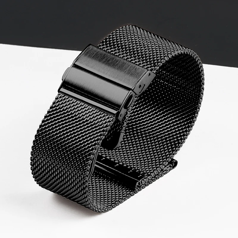 Elegant Milanese Mesh Stainless Steel Watch Band with Folding Buckle
