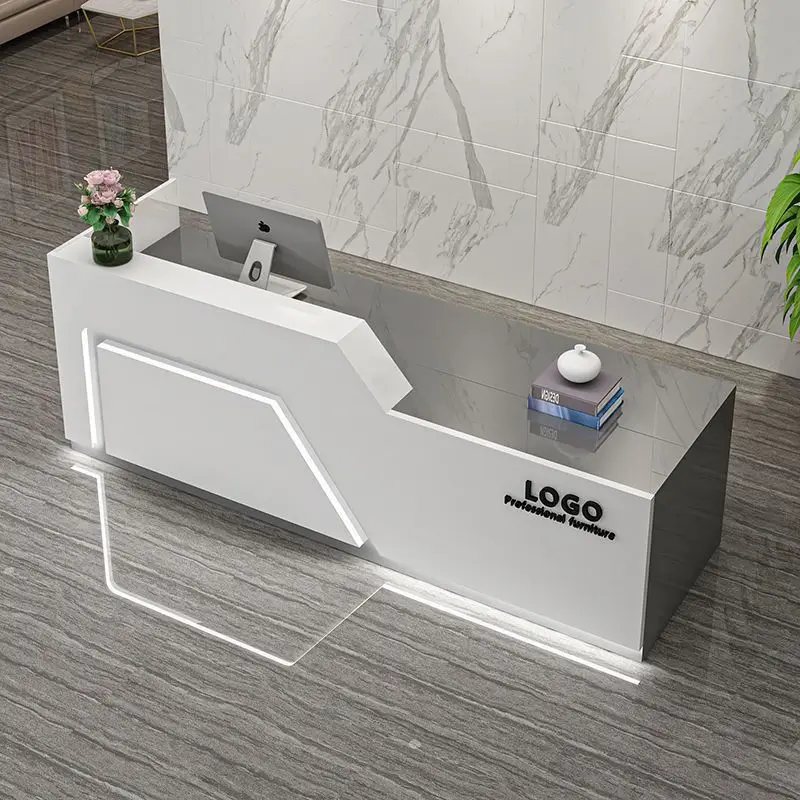 Bar Checkout Page Beauty Salon Shop Small Counter Table White Simple Modern Company Reception Desk Paint