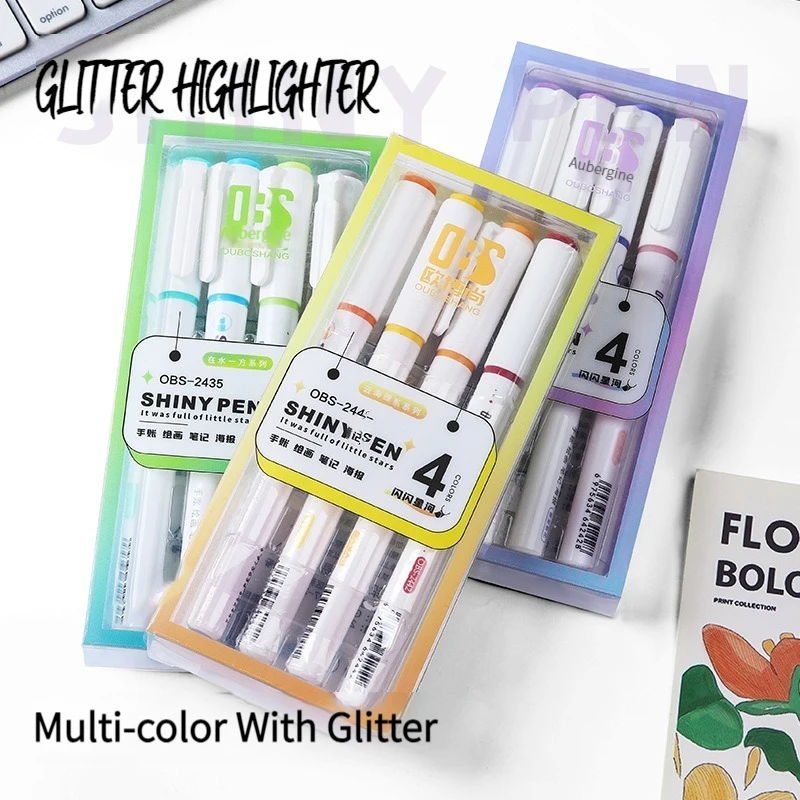 4-Color Glitter Highlighter Set 3