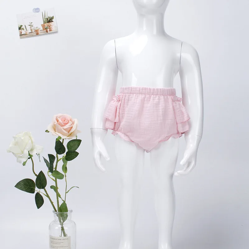 Double Layers Baby Girls Tutu Skirt Shorts Summer Cozy Muslim Cotton Baby Bloomers Toddler Short Pants Children Pettiskirt 0-3y cotton shorts