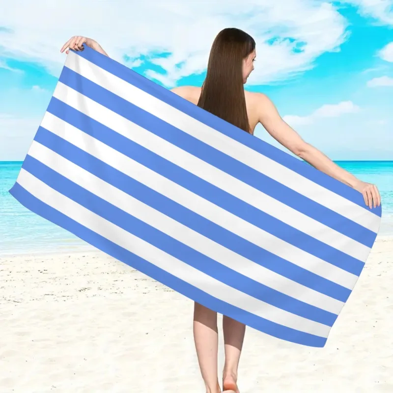 수영장 휴가용 줄무늬 마이크로파이버 비치 타월 빠른 건조 흡수성 타월