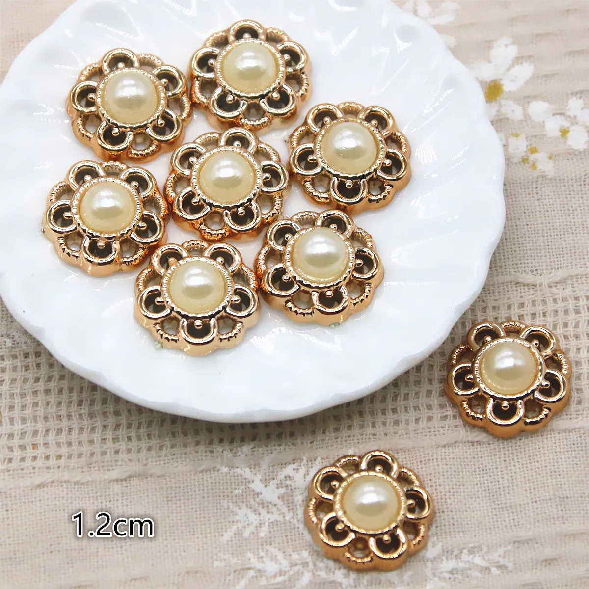 50pcs Pearl Round Flat Back Decoration Button Home Garden Crafts Clothing Accessories jewelry making supplies craft supplies