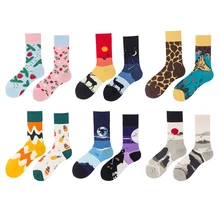 

1pair Combed Cotton Fashion Hip Hop Man woman Socks Harajuku fruit Skateboard oil painting animal Happy Socks Funny sock