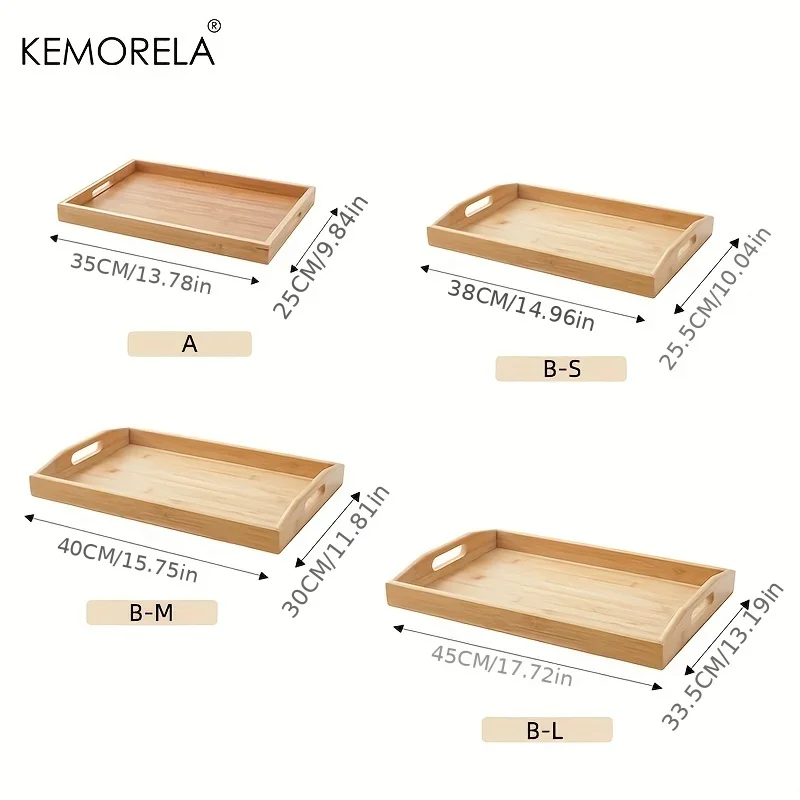 Bamboo Wooden Tea Tray Rectangular Solid Wood Tea Cup Trays Hotel Dinner Plate Storage Utensils With Handles Elegant Tableware Wooden Serving Tray