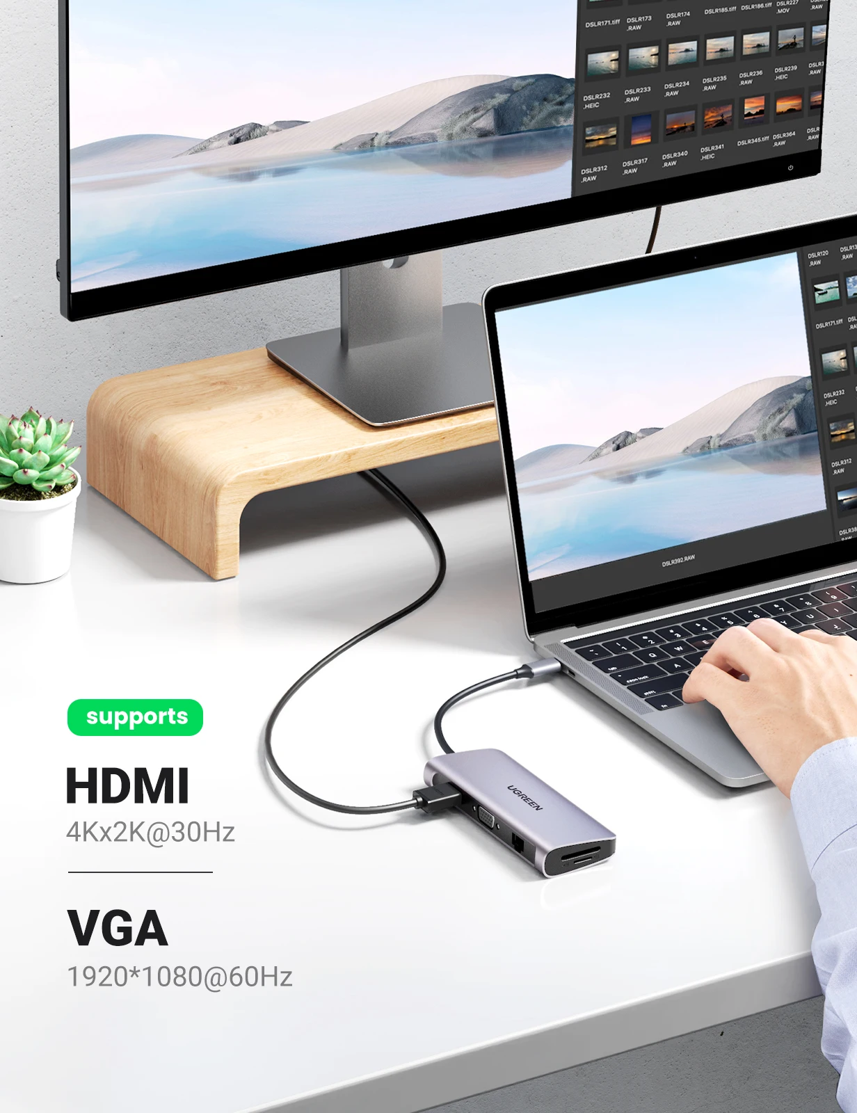 cubo completo da função de para ipad pro hub de usb ugreen hub em tipo de usb hdmi usb vga pd