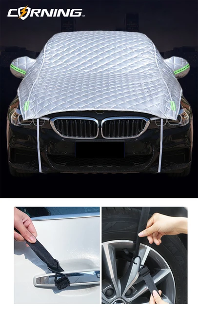  Demi Housse de Voiture Toutes Saisons Voiture Extérieure Demi  Couverture Imperméable Auto pour étanche à la poussière Universel Tissu  Oxford 210D (210D-MPV/SUV)