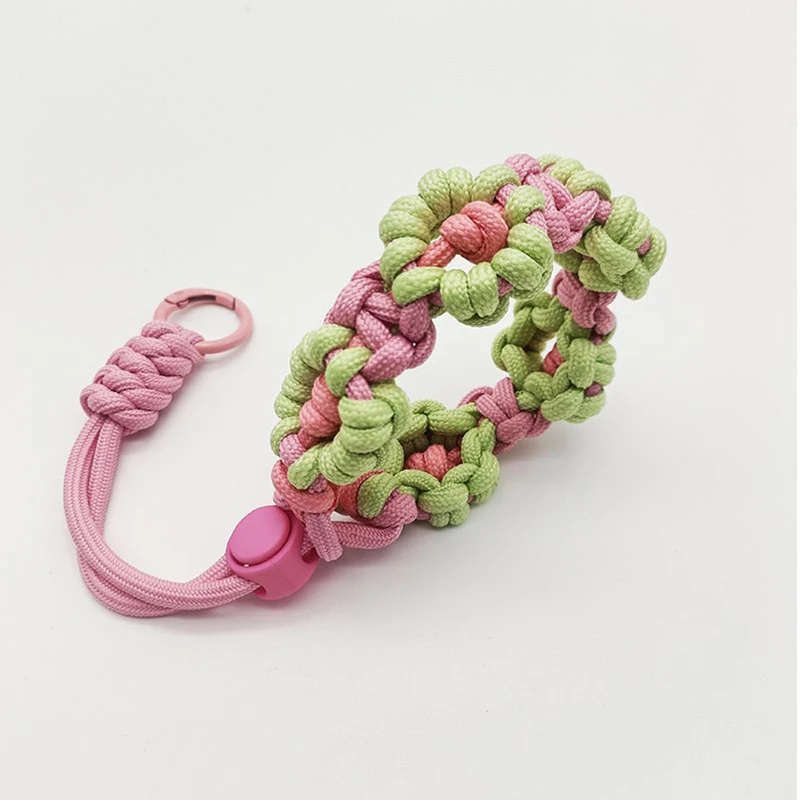 

Exquisite Crochet Daisy Flowers Wristband Keychain Anti-lost Lanyard Knit Weaved Flower Bracelet Keychains Women Car Keyrings