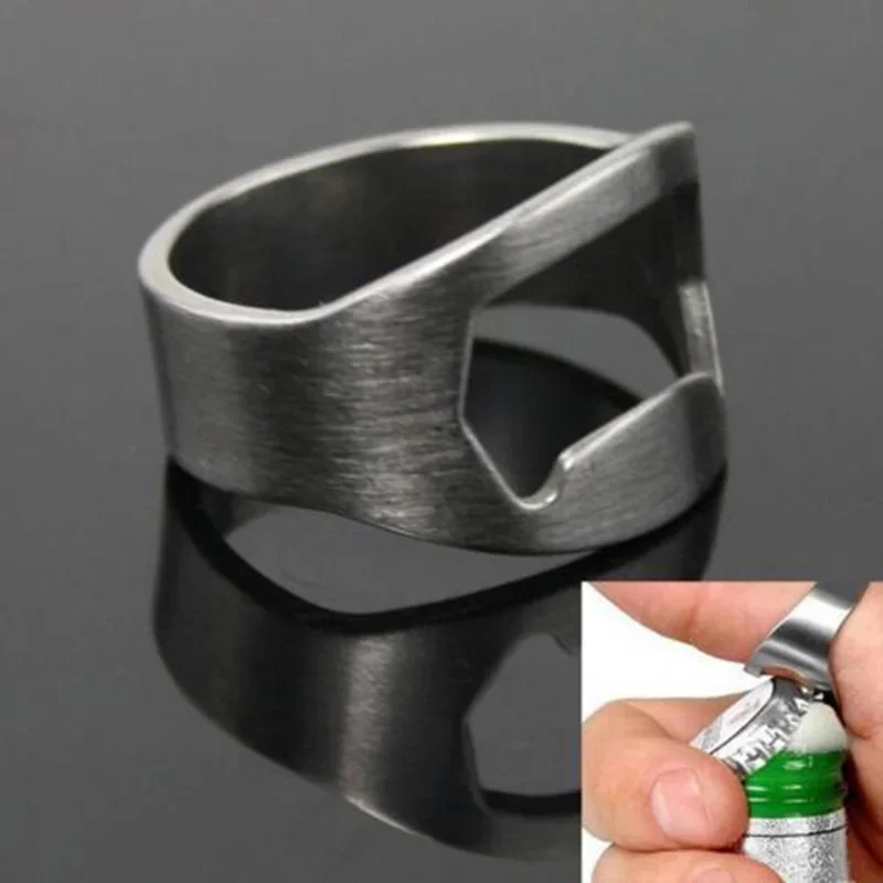 Description Picture 5 of item1-3Pcs Stainless Steel Finger Corkscrew Beer Bottle Opener Tool Versatile Ring-Shape Wine Bottles Open Bartender Tools
