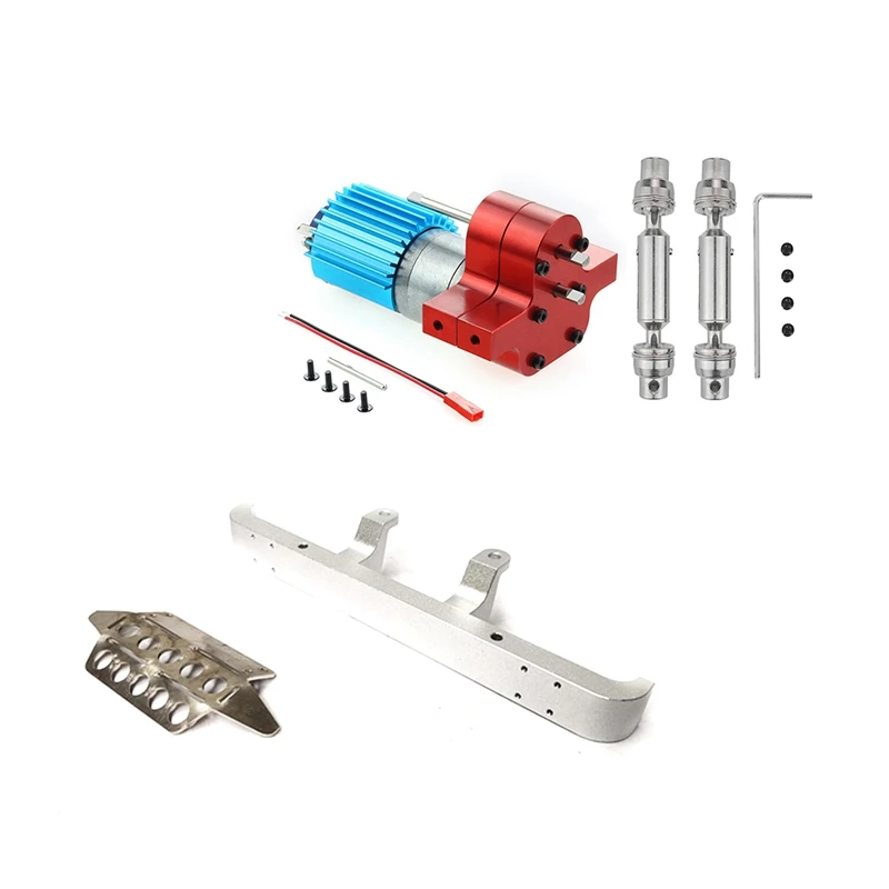 

2 Set RC Car Part: 1 Set Front Bumper Protection Board & 1 Set Metal Transmission Gearbox 370 Motor With Drive Shaft