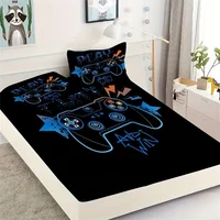 Games 3D Print Fitted Sheet Set Soft Comfortable Breathable Game Pad Bedding Set for Bedroom Guest Room 3