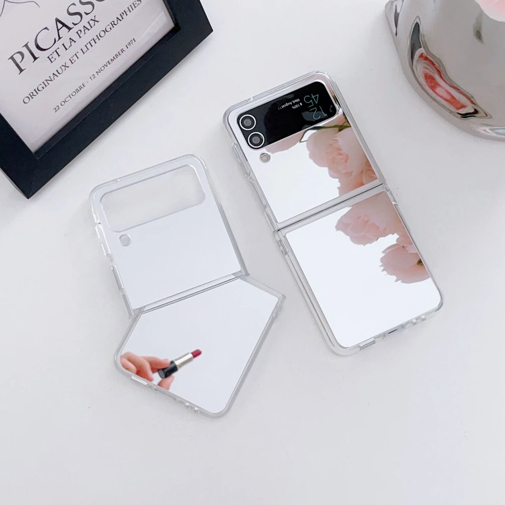 Sleek Silver Mirror Hybrid Phone Case with Acrylic Back Cover