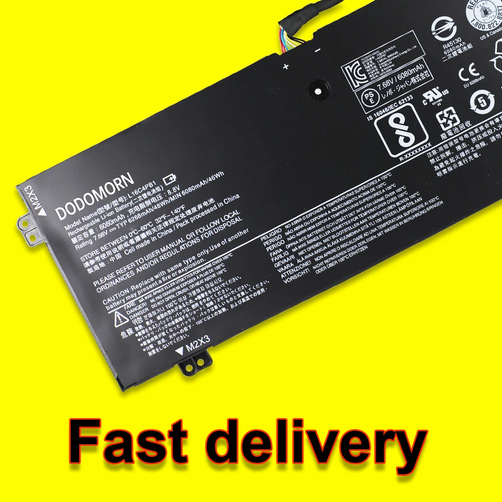 Bateria do Portátil para Ioga de Lenovo L16c4pb1 72013ikb 720-13ikbr 720-15ikb 730-13ikb 730-13iwl L16l4pb1 L16m4pb1 7.68v 48wh - Imagem 2