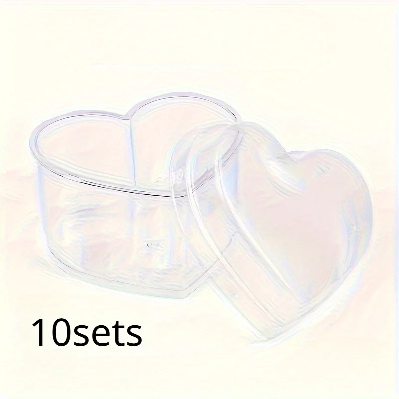 10sets Disposable Heart-Shaped Mousse Cups with Lids, Party Deli Snack Containers, DIY Catering Supplies for Home Gatherings