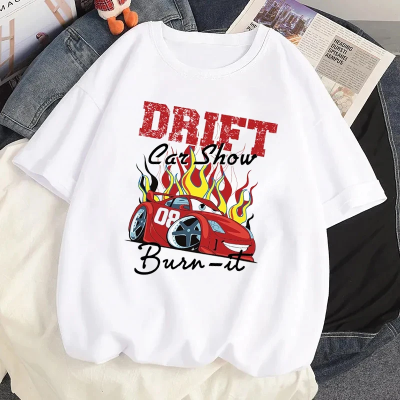 Lightning Mcqueen Cars Graphic Tshirt Donna Vintage Jasmine Kawaii T-Shirt Abbigliamento Casual T Shirt Harajuku Estetica Tees Top