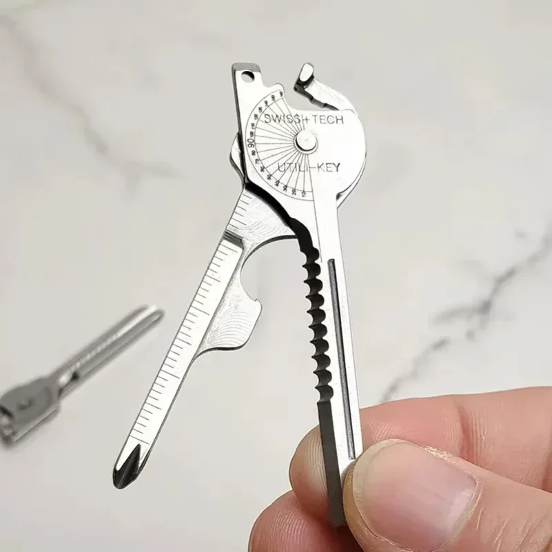 Compact Multi-Tool Keychain with Opener & Screwdriver - 6-in-1 Utility Survival Gadget