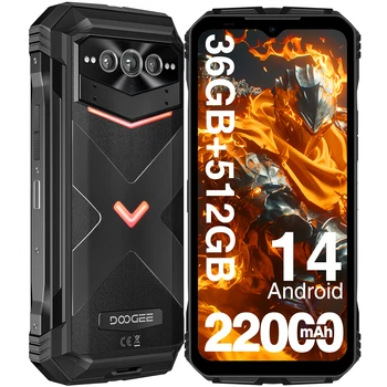 DOOGEE V Max Plus 5G Telefono robusto 6,58" Dimensity 7050 36GB (16+20) 512GB Effetto di illuminazione 22000mAh 200MP AI Camera NFC 5G Telefono