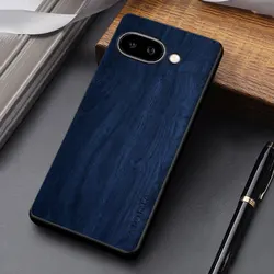 Luxury Leather Phone Case with Chic Bamboo Wood Pattern and Retro PU Finish for Google Pixel 11 (Blue)