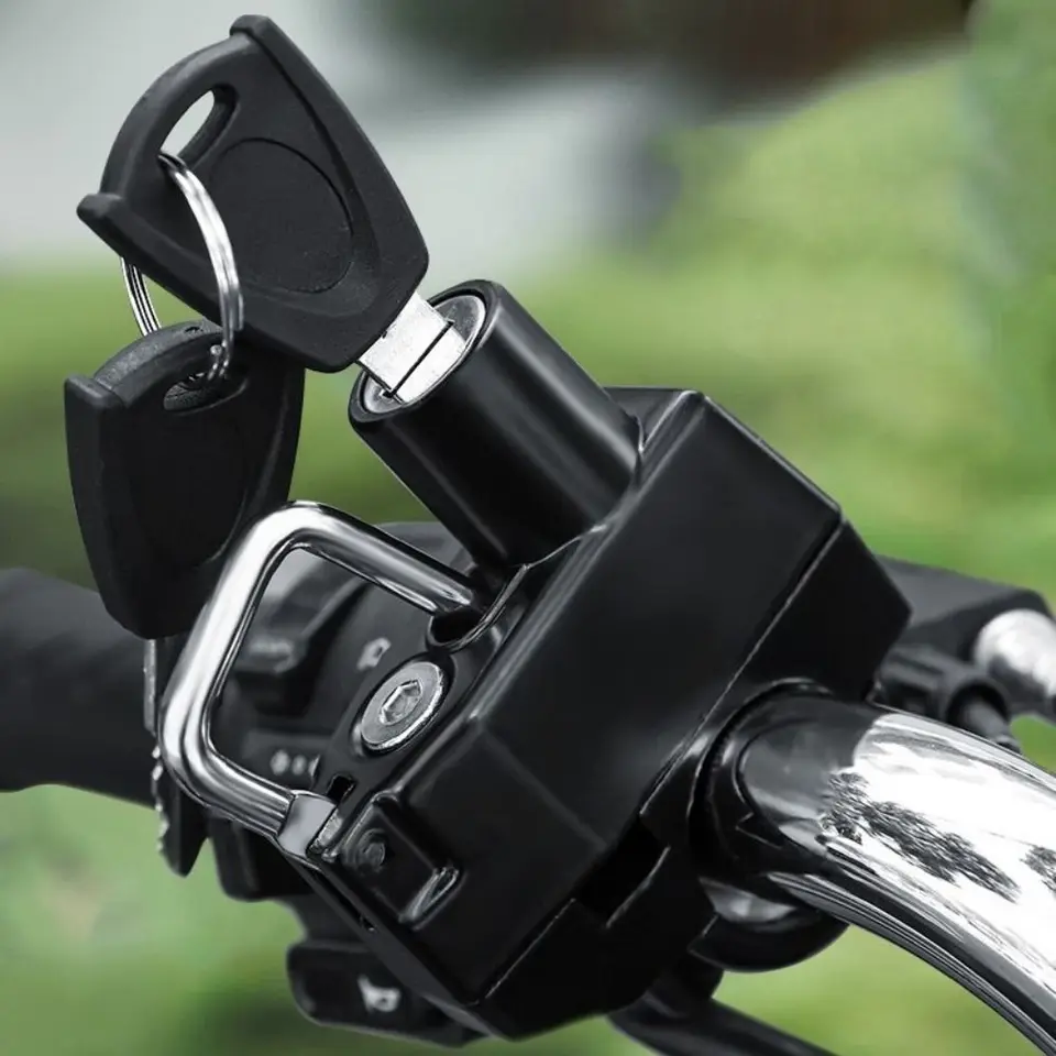 Aublinto Lucchetto Per Casco Moto, Lucchetto Universale Per Casco Con Chiavi Lucchetto Casco Moto Antifurto Universale Adatto In Alluminio For Manubrio Da 22mm - 28mm Per Moto, Scooter, Bici - Foto 2