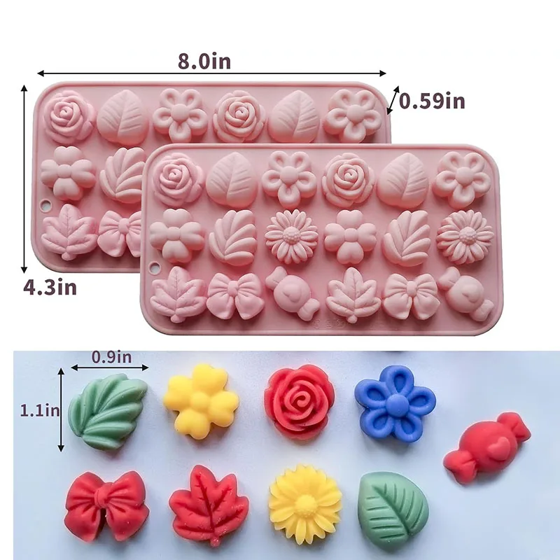 Flower Candy Silicone Mold Daisy Rose Leaf Bow Shape Chocolate Mold Ice Cube Tray 3D Fl... - SKU FCSM2143 - UGI Packaging