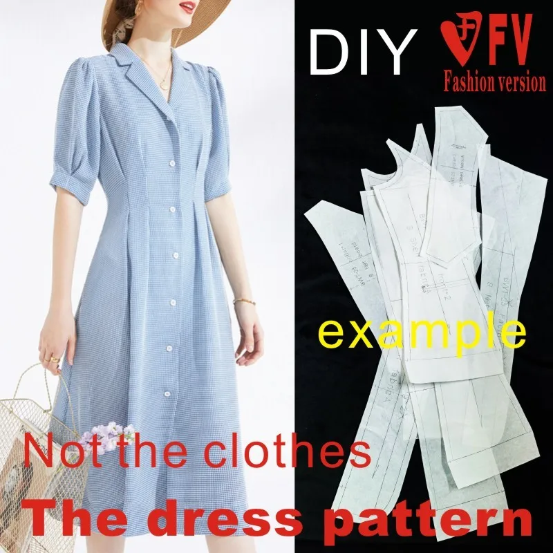Suit skirt pattern women's puff sleeve dress 1:1 pattern clothing cutting drawing BLQ-524
