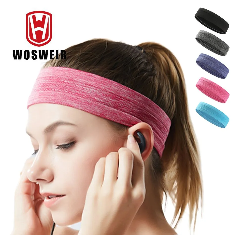 

WOSWEIR Elastic Sweatband Sports Gym Headband Anti-Slip Women Men Breathable Basketball Fitness Yoga Volleyball Hair Band