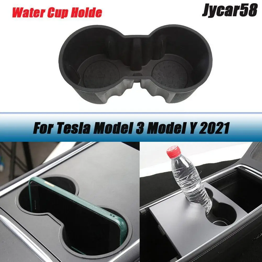 for Tesla Model 3 Model Y 2021 TPE Water Cup Holder Holder Double