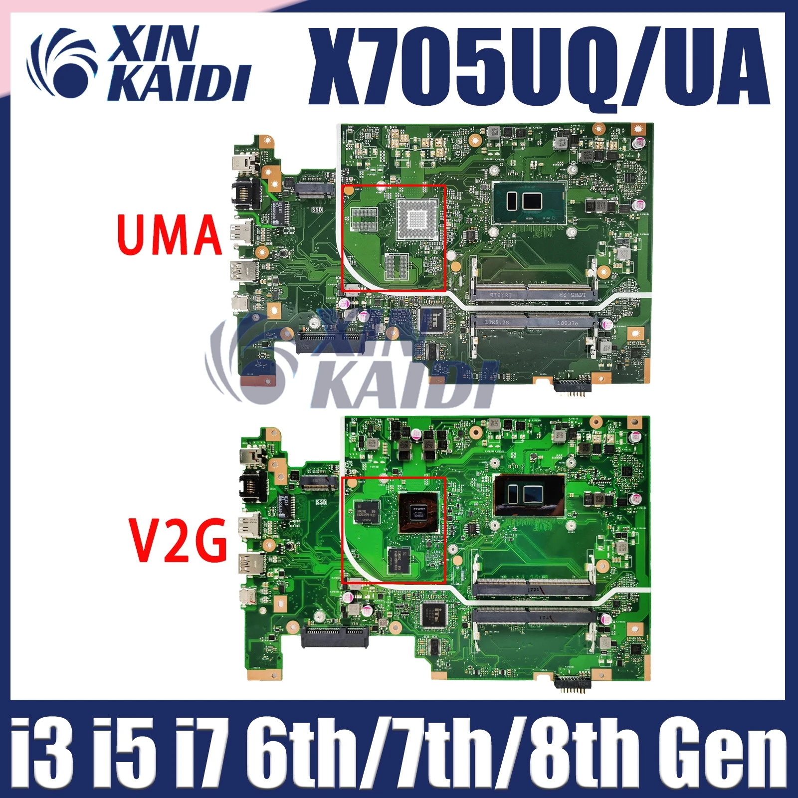 X705UQ Mainboard X705UV X705UB X705UN X705UBP X705UQ X705UA X705UNR Laptop Motherboard  4415 I3 I5 I7 7th/8th Gen 100% Test