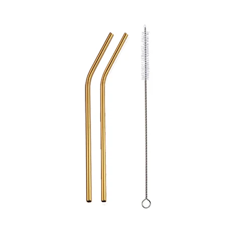 Vibrant Stainless Steel Reusable Drinking Straws with Cleaning Brush - Eco-Friendly Party & Bar Accessories