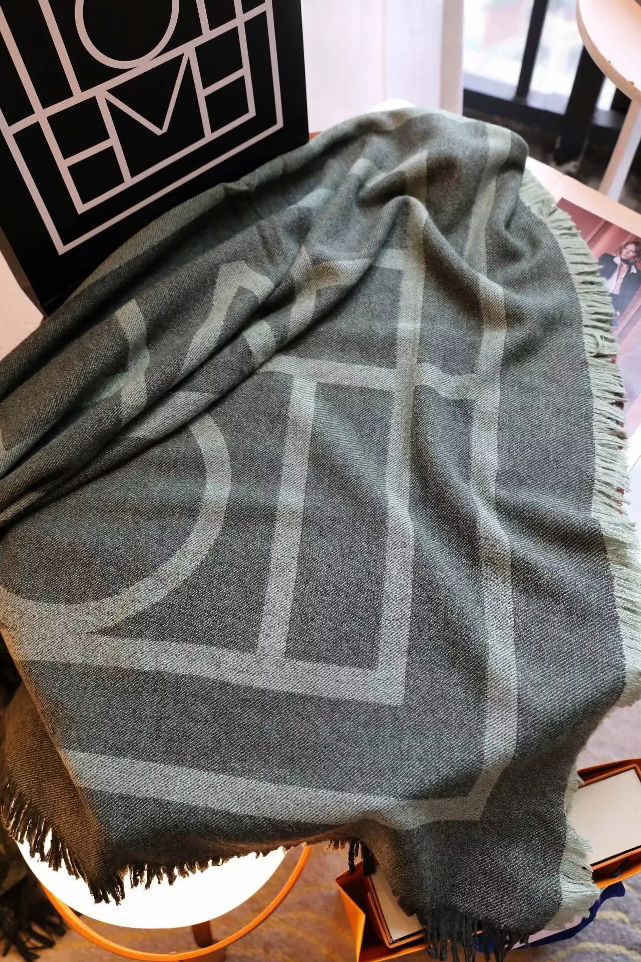 Cashmere Scarf Stripe Simple Design Women Men