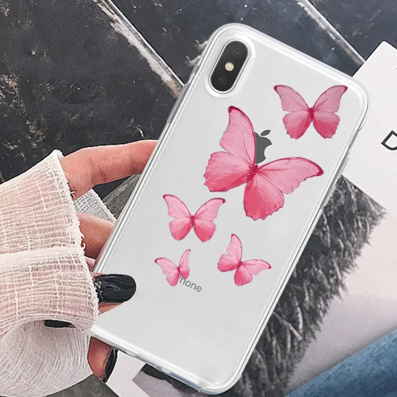 Vibrant Butterfly Transparent Soft Silicone Phone Cover