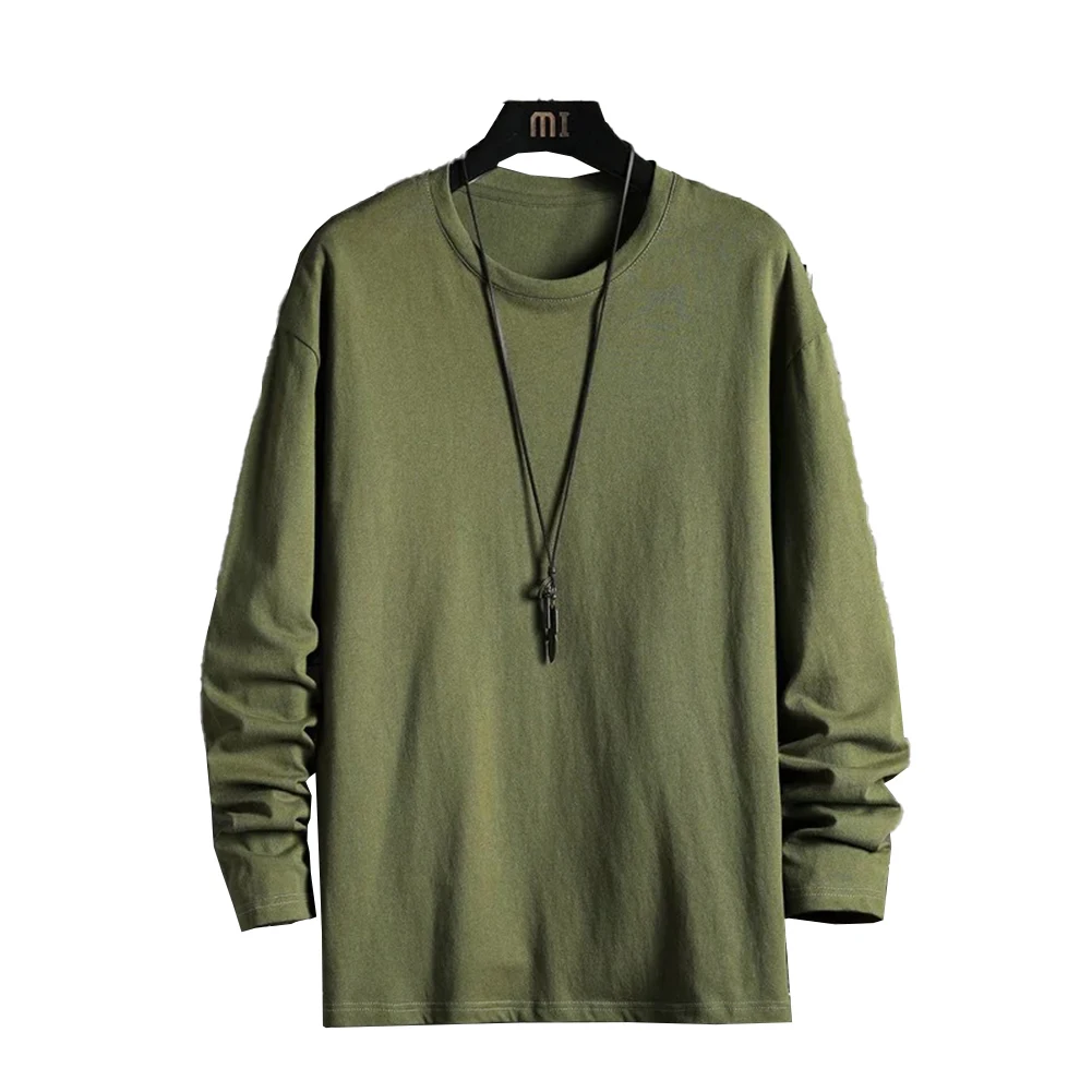 

Solid Color Men's Casual Long Sleeves T Shirts O-Neck Regular Fit Pullovers Blouse Undershirts Sports Gym Tees Tops For Men