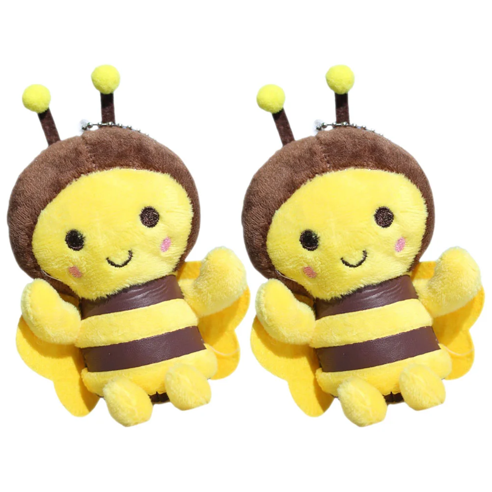 2 Pcs Bee Purse Plush Hanging Decor Stuffed Pendant Fob The Gift DIY Purses Charm Baby Pendants Backpack