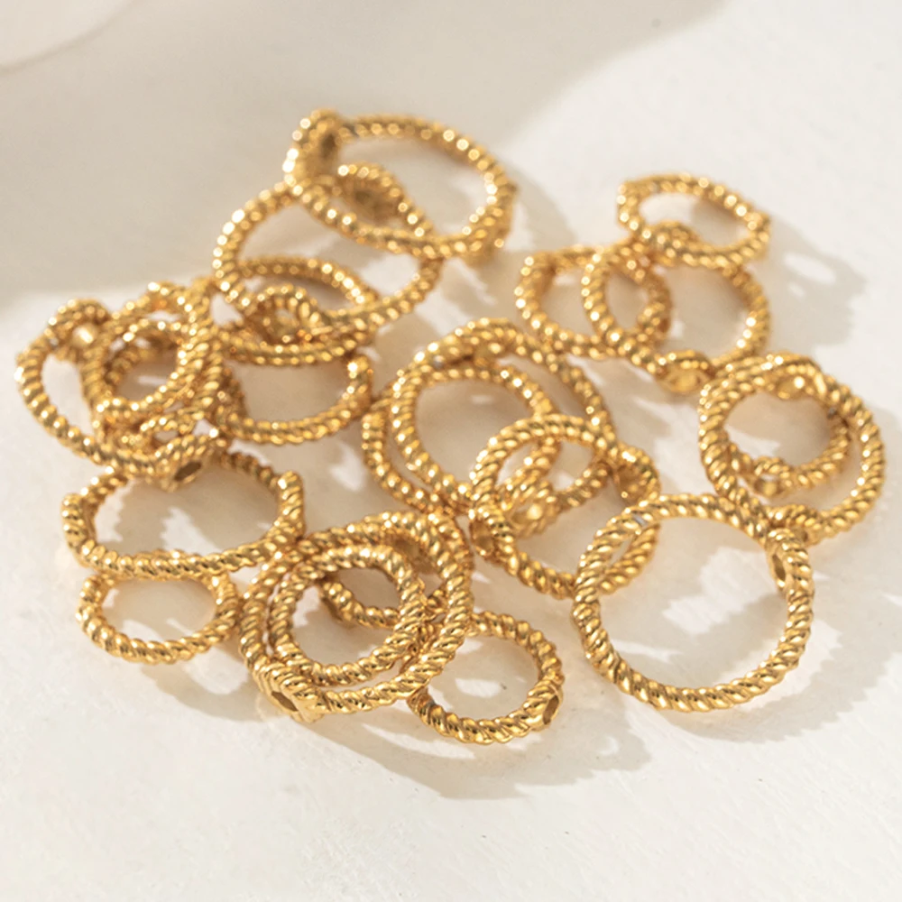 10 Stück PVD Edelstahl Kreis Rahmen Spacer Perle Runder Verbindungsring für DIY Perlen Ohrring Armband Halskette Herstellung von Schmuck – Detail 4