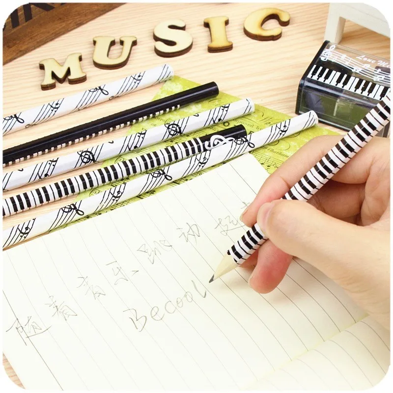 Musical Pencil 2B Standard Round Music Stationery Piano Student Creative Kawaii Simple Cute Pencil 5