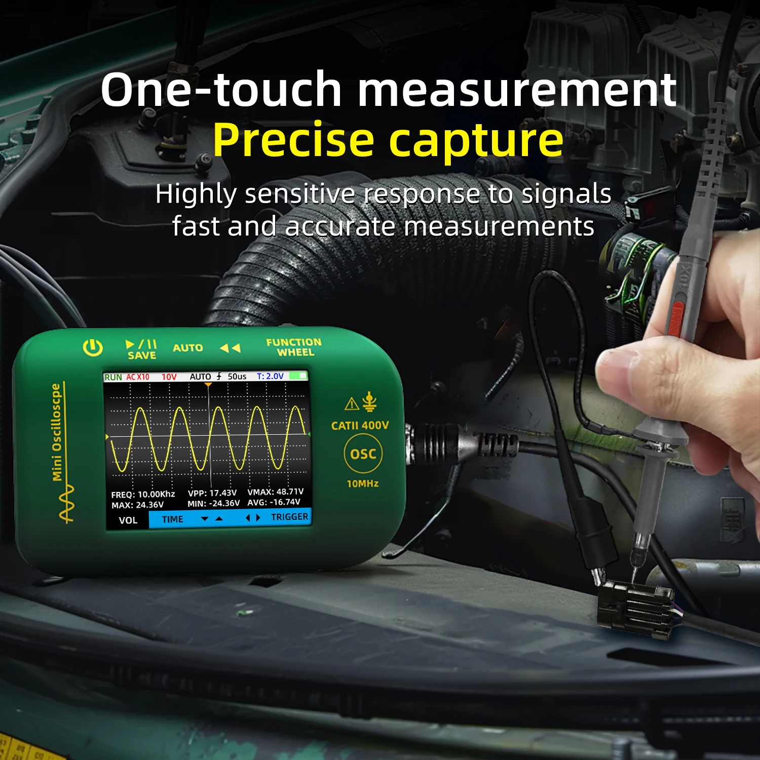 BSIDE Mini Handheld Digital Oscilloscopes 48MS/s Sampling Rate 10MHz Analog Bandwidth Support Firmware Upgrade Waveform Storage digital oscilloscope