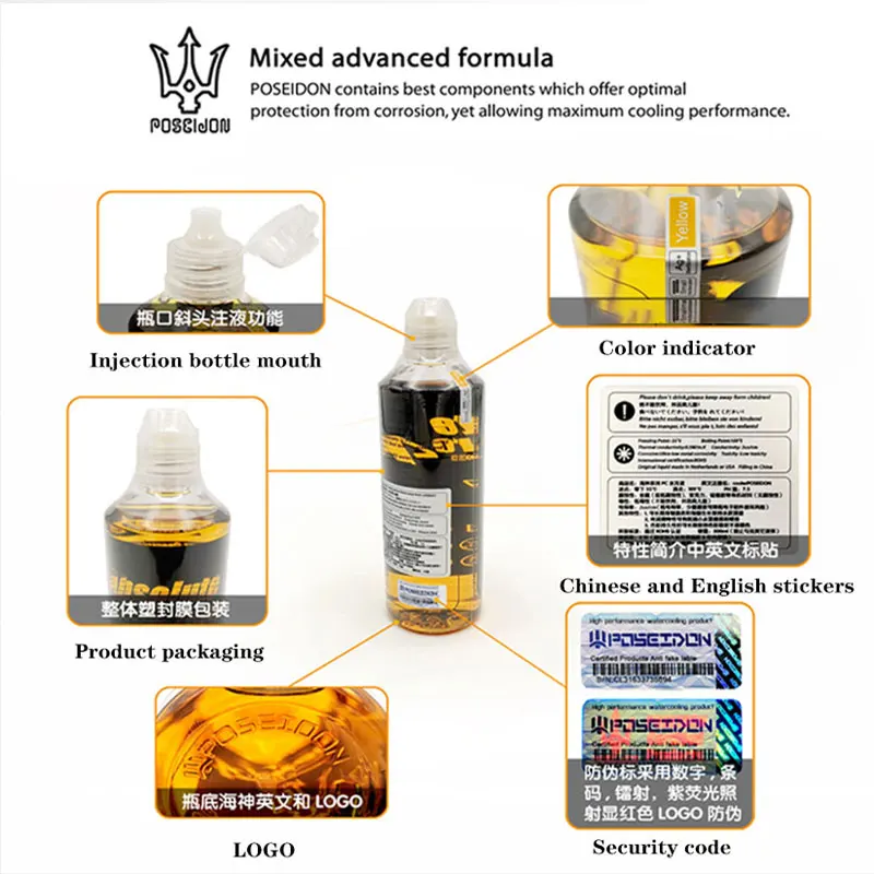 POSEIDION 500ML PC Coolant Water Cooling Liquid Fluid Anti-rust Anti-corrosion,Antibacterial Algae Killing De-Oxidation