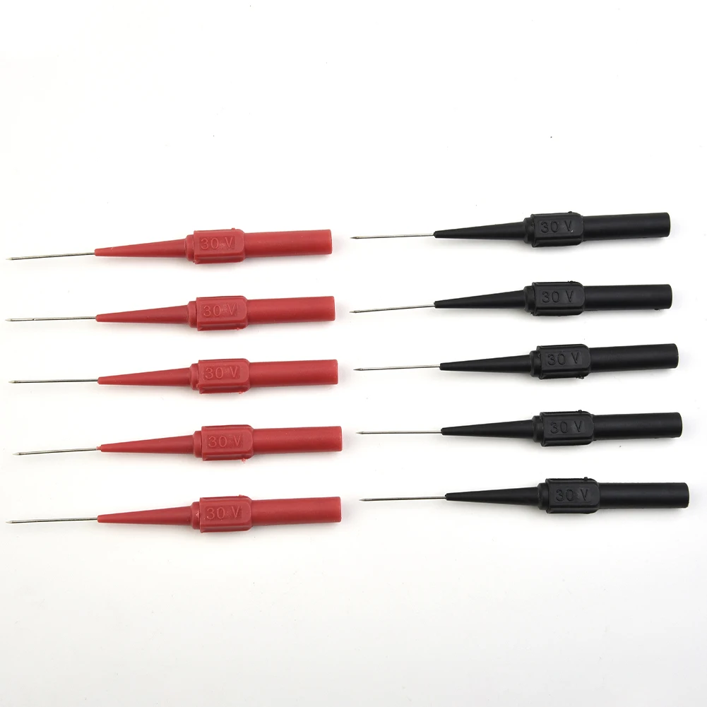 

10pcs Test Probe Multimeter Test Lead Extention Back Piercing Needle Tip Probes Measuring Device Clamp Copper Test Lead Test