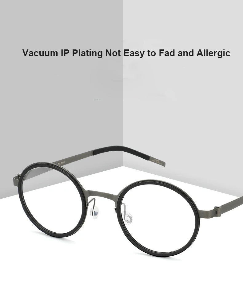 2024 handgemachte runde Brille Rahmen Dänemark Ultraleicht Acetat Titan Männer Frauen Mode Brillen Schraubenlose Design Gafas 9707 – Detail 3