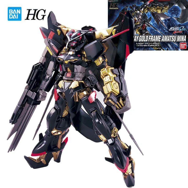 Bandai Genuine Gundam Hg Series Model Garage Kit 1/144 Anime Figure Gold Frame Amatsu Mina Boy Action Toy Collection Model