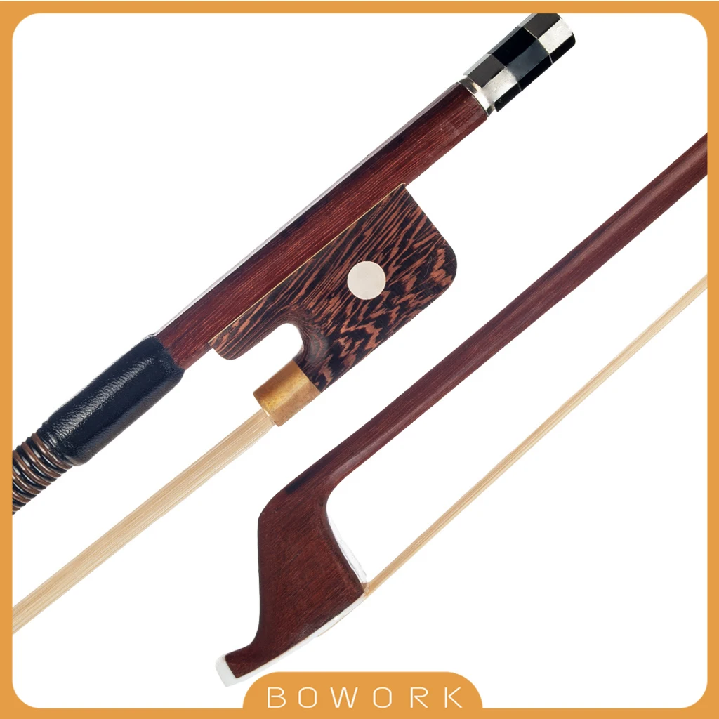Violin Parts Double Bass Bow 1/8 1/4 1/2 3/4 4/4 Size French Style Double Bass Bow Brazilwood Round Stick Student Bow Beginner Use 