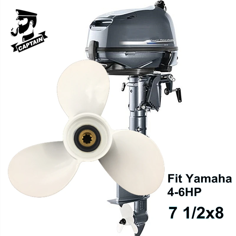 Captain Outboard Propeller 7 1/2x8 Fit Yamaha Engine 4HP 5HP 6HP Aluminum Marine Propeller Boat Parts 9 Splines 6E0-45941-01-EL